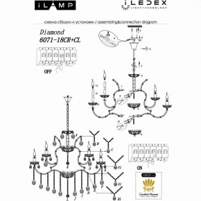 Подвесная люстра iLamp Diamond 6071-18 CR+CL в Соликамске - solikamsk.mebel24.online | фото 2