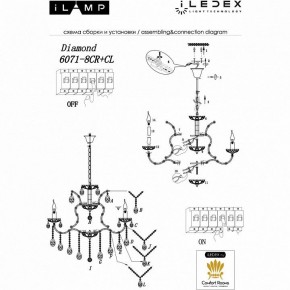 Подвесная люстра iLamp Diamond 6071-8 CR+CL в Соликамске - solikamsk.mebel24.online | фото 2