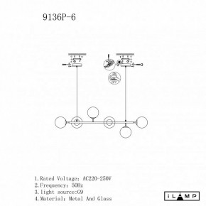 Подвесная люстра iLamp Golden 9136P/6 BK-WH в Соликамске - solikamsk.mebel24.online | фото 3
