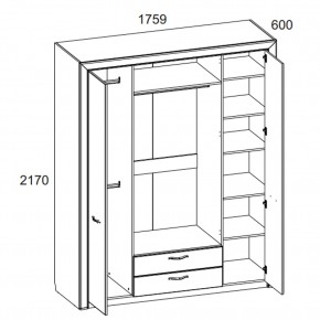 Шкаф 4D2S Z, OLIVIA, цвет вудлайн крем/дуб анкона в Соликамске - solikamsk.mebel24.online | фото