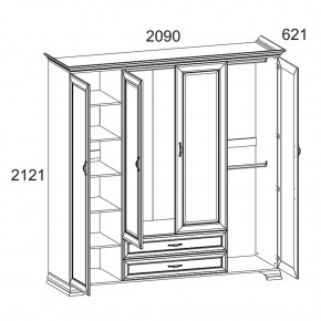 Шкаф 4D2S Z, TIFFANY, цвет вудлайн кремовый в Соликамске - solikamsk.mebel24.online | фото 1