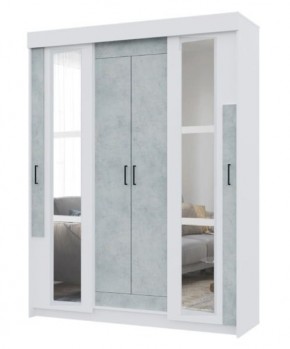Шкаф-купе с зеркалами VICTOR (Белый-Бетон) в Соликамске - solikamsk.mebel24.online | фото