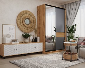 Шкаф-купе SLIM 2-х дверный BS15-6.ZD с зеркалом (дуб вотан/белый/темно-серый/черный муар) в Соликамске - solikamsk.mebel24.online | фото 3