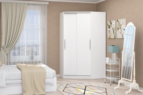 Шкаф-купе Угловой №1 (Белый текстурный) в Соликамске - solikamsk.mebel24.online | фото