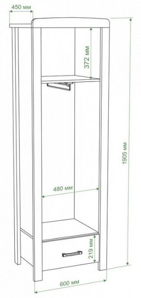 Шкаф платяной Бартоло Ш1Д в Соликамске - solikamsk.mebel24.online | фото 2