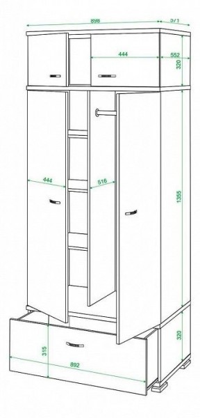 Шкаф платяной Домино КС-20 в Соликамске - solikamsk.mebel24.online | фото 3