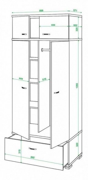 Шкаф платяной Домино КС-20 в Соликамске - solikamsk.mebel24.online | фото 3