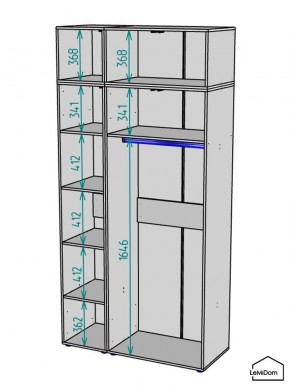Шкаф с антресолью Linnea MHR-3A-1 2450х1200х510 (Графит-М 11.1.25) в Соликамске - solikamsk.mebel24.online | фото 3