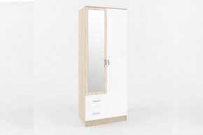 СОФИ Шкаф 2-х створчатый с зеркалом СШК 800.3 (дуб сонома/белый глянец) в Соликамске - solikamsk.mebel24.online | фото 1