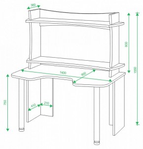 Стол компьютерный Домино Lite СКЛ-Игр140+НКИЛ140ВЛ в Соликамске - solikamsk.mebel24.online | фото 2