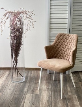 Стул HERMAN 360 град. БЕЖЕВЫЙ #5, велюр / белый каркас М-City в Соликамске - solikamsk.mebel24.online | фото 3