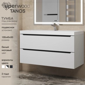 Тумба под раковину Uperwood Tanos 100 см, подвесная, белая/графит в Соликамске - solikamsk.mebel24.online | фото 3