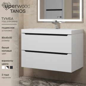 Тумба под раковину Uperwood Tanos 80 см, подвесная, белая/графит в Соликамске - solikamsk.mebel24.online | фото 3