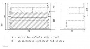 Тумба под раковину Uperwood Tanos 80 см, подвесная, белая/графит в Соликамске - solikamsk.mebel24.online | фото 7