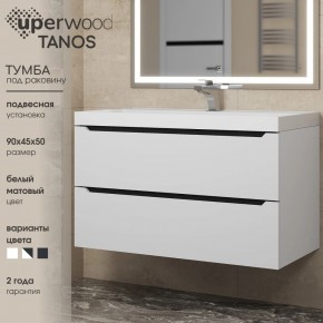 Тумба под раковину Uperwood Tanos 90 см, подвесная, белая/графит в Соликамске - solikamsk.mebel24.online | фото 3