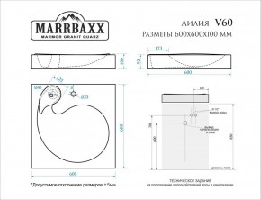 Умывальник над стиральной машиной (600*600х100) Лилия V60 (белый) с кронштейном без сифона (V60) в Соликамске - solikamsk.mebel24.online | фото 2